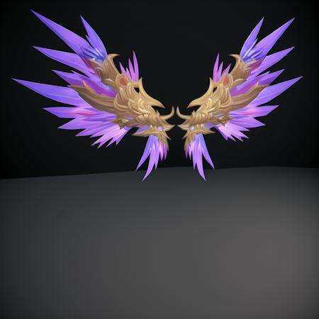 symmetry,Official Art,gameicon,masterpiece,best quality,ultra-detailed,masterpieces,a pair of wings, with rainbow-colored feathers, like those in a video game concept art, captured in ultra-high definition,HD,Transparent background, 3D rendering2D, Blender cycle, Volume light,No human, objectification, fantasy <lora:wings_230610:1>