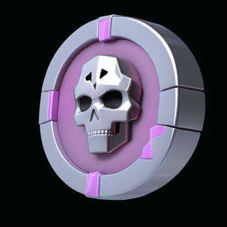 One coin,Skull pattern,(masterpiece, top quality, best quality, official art, beautiful and aesthetic:1.2),Game ICON, masterpieces, HDTransparent background, 3D rendering2D, Blender cycle, Volume light,No human, objectification, fantasy,<lora:jinbi:1> <lora:GameIconResearch_gem_Lora:0.5>