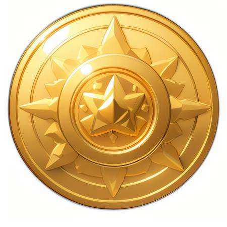A Silver coin,(an coin:1.25),(Pure Gold:1.1),(cartoon,3d:1.3),(masterpiece, top quality,best quality, official art, beautiful and aesthetic:1.2),Game ICON,HD Transparent background,Volume light,No human,fantasy,best quality,,game coin, <lora:coin:0.5>