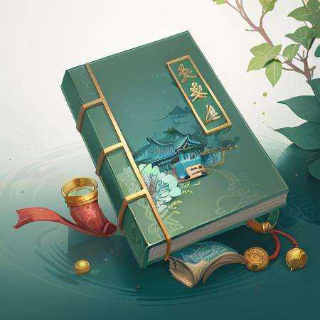 A Chinese style book, pendant, blue, white, reasonable structure, blackBottom, HD, game icon, Chinese pattern,Chinese style, (2d), black background,<lora:loraring:0.5>