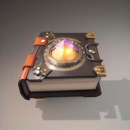 A book of spells in a red cover, studded with topaz,gameicon,masterpiece,best quality,ultra-detailed,masterpieces, HDTransparent background, 3D rendering2D, Blender cycle, Volume light,No human, objectification, fantasy <lora:mofashu:1>