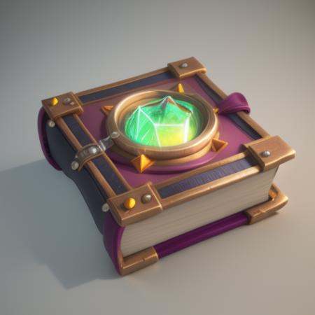 A book of spells in a red cover, studded with topaz,gameicon,masterpiece,best quality,ultra-detailed,masterpieces, HDTransparent background, 3D rendering2D, Blender cycle, Volume light,No human, objectification, fantasy <lora:mofashu:1>