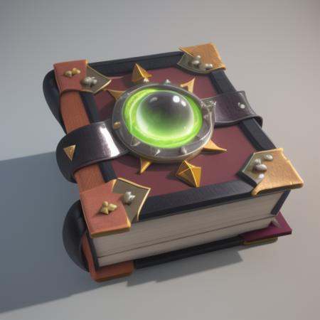 A book of spells in a red cover, studded with topaz,gameicon,masterpiece,best quality,ultra-detailed,masterpieces, HDTransparent background, 3D rendering2D, Blender cycle, Volume light,No human, objectification, fantasy <lora:mofashu:1>