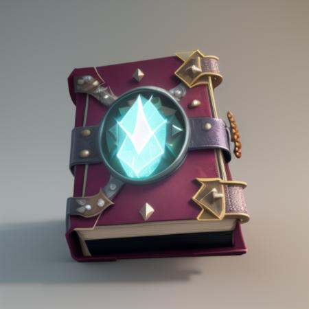 A book of spells in a red cover, studded with topaz,gameicon,masterpiece,best quality,ultra-detailed,masterpieces, HDTransparent background, 3D rendering2D, Blender cycle, Volume light,No human, objectification, fantasy <lora:mofashu:1>
