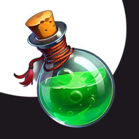 a bottle, gems, rope,reasonable structure, blackbottom, high definition, game icon,Chinese pattern, Chinese style,(2d ),black background <lora:bottle:0.8>