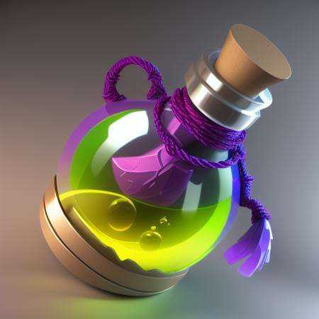 (Rainbow colors, fantasy),Game ICON, masterpieces, HDTransparent background, 3D rendering2D, Blender cycle, Volume light,No human, objectification, fantasy, a bottle,Feathers, pendants, red rope, cartoons,<lora:魔法瓶2:1>