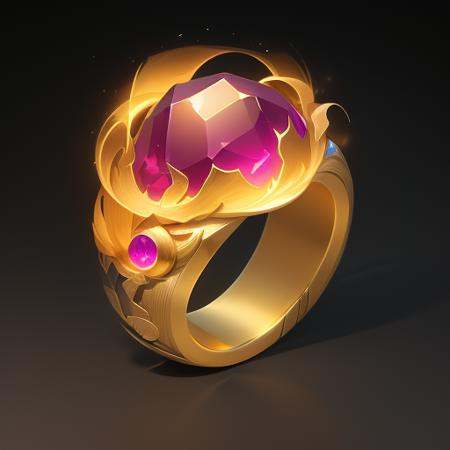 A red ring made of cloth, gemstones, iridescent, (fantasy), rational structure, high definition, game icons, Chinese patterns, Chinese style, (2d), black background <lora:戒指:0.5> <lora:GameIconResearch_gem_Lora:1> 