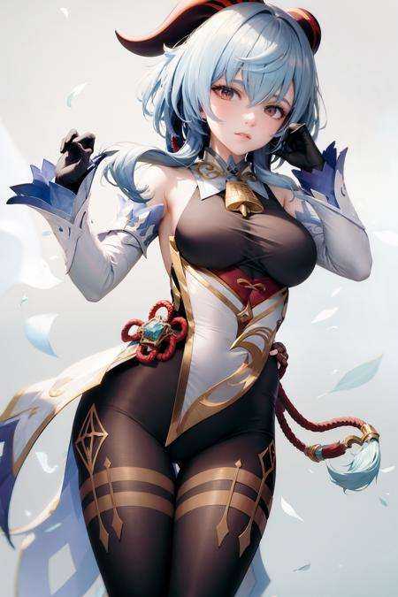 masterpiece, best quality,1girl, solo, mature female,ganyu \(genshin impact\),grey background, simple background, (kbxll:0.6)