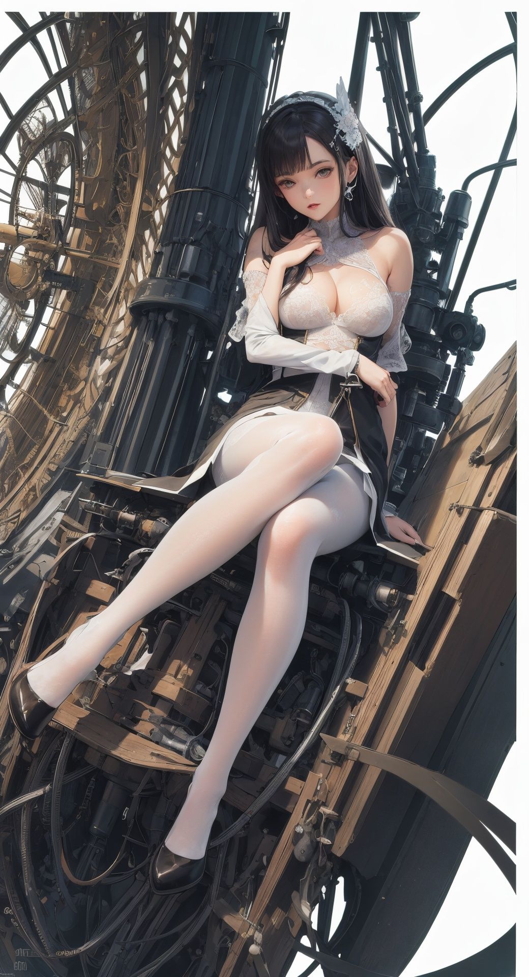 (masterpiece, top quality, best quality, official art, beautiful and aesthetic:1.2), ((1mechanical girl)), extreme detailed,(fractal art:1.3),colorful,highest detailed,((white pantyhose)),  <lora:AWPV2:0.9>