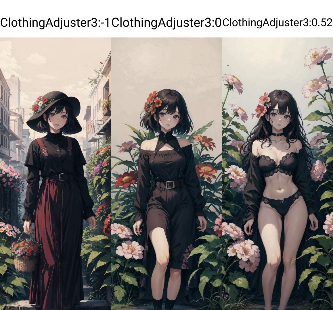 <lora:ClothingAdjuster3:-1>, masterpiece, high quality best quality, A girl, flowers, simple background