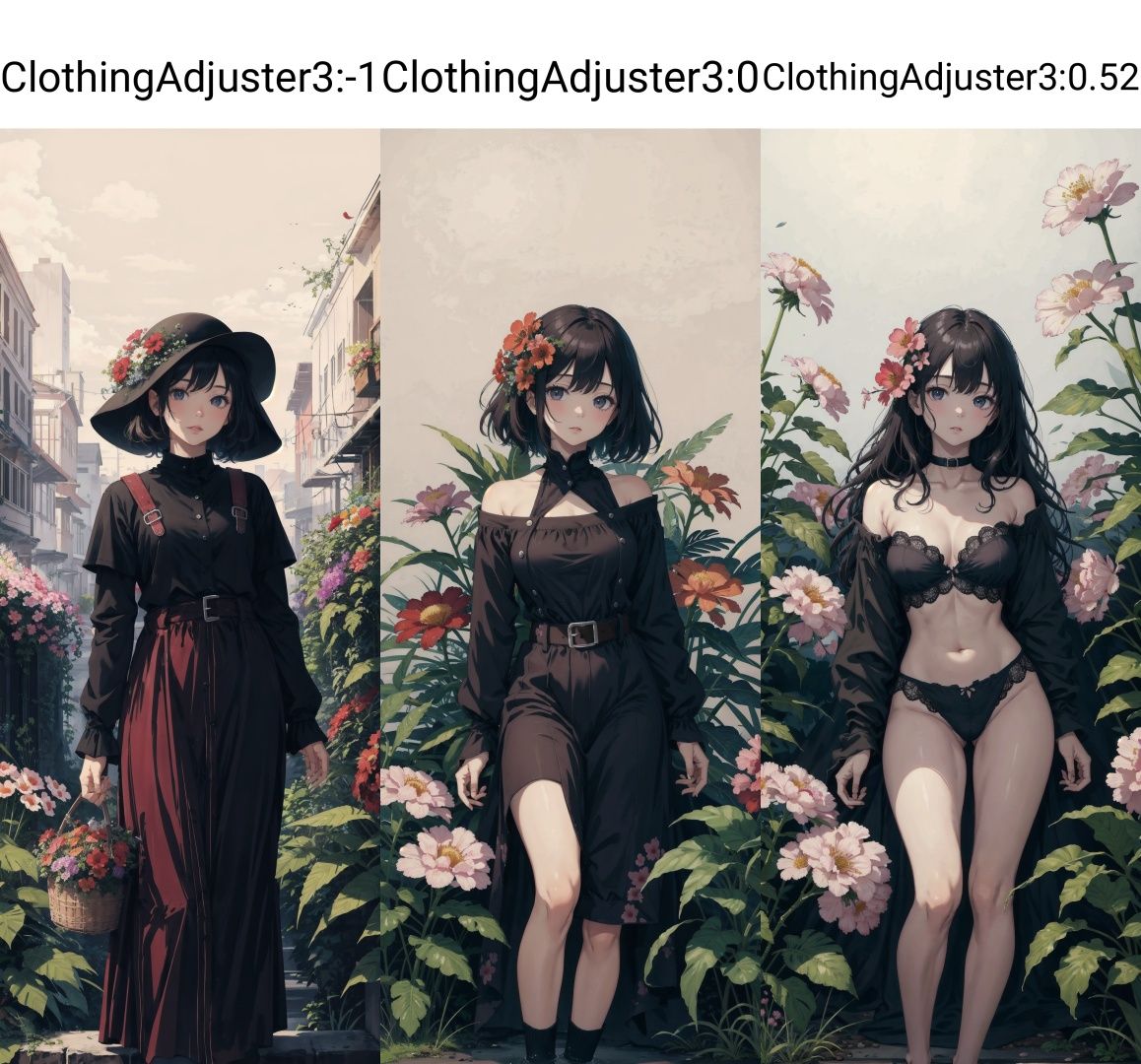 <lora:ClothingAdjuster3:-1>, masterpiece, high quality best quality, A girl, flowers, simple background