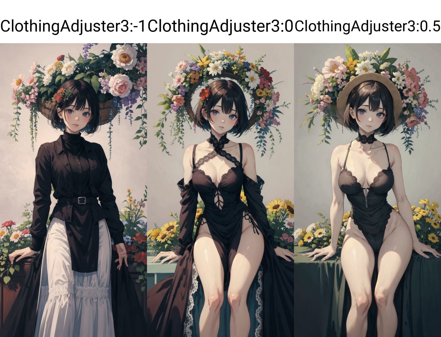<lora:ClothingAdjuster3:-1>, masterpiece, high quality best quality,close up A girl, flowers, simple background