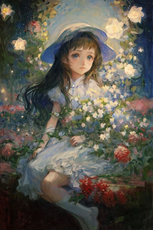 Studio Lighting,  Moody Lighting ,  a little girl with long hair in space on Tensor.Art