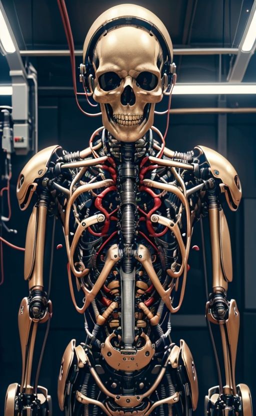 official art, unity 8k wallpaper, ultra detailed, beautiful and aesthetic, masterpiece, best quality, realistic, (zentangle, mandala, tangle, entangle), extremely detailed (dynamic angle),cinematic light,((1mechanical boy)),solo,full body,(machine made joints:1.2),((machanical limbs)),(blood vessels connected to tubes),(mechanical vertebra attaching to back),((mechanical cervial attaching to neck)), a half body portrait of an elite soldier in the style of call of duty ghost operator, ((black and gold skull mask)), hands folded in front, menacing gaze,(wires and cables attaching to neck:1.2),(wires and cables on head:1.2)(character focus),science fiction,extreme detailed,colorful,highest detailed,真实,blue_jijiaS