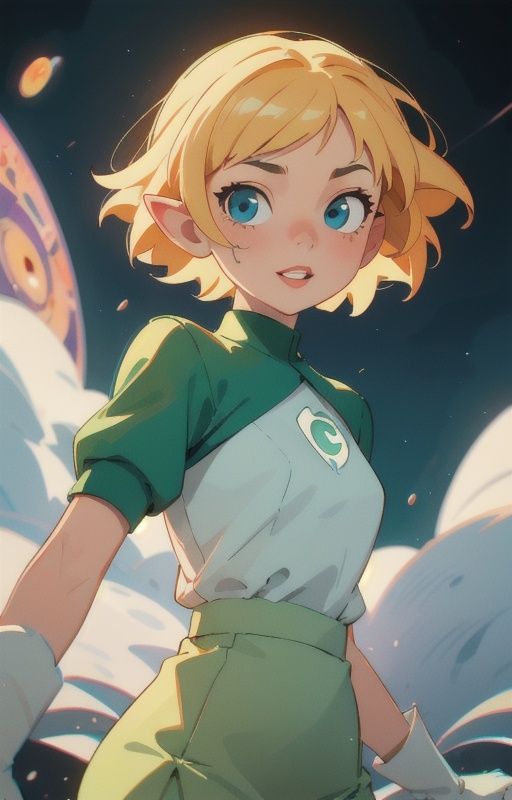 1girl,  short blondie hair:1,  blue eyes on Tensor.Art