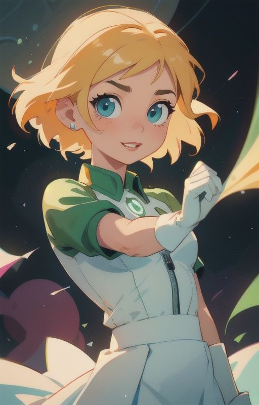 1girl,  short blondie hair:1,  blue eyes on Tensor.Art