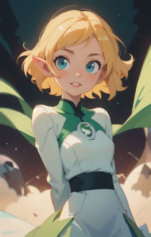 1girl,  short blondie hair:1,  blue eyes on Tensor.Art