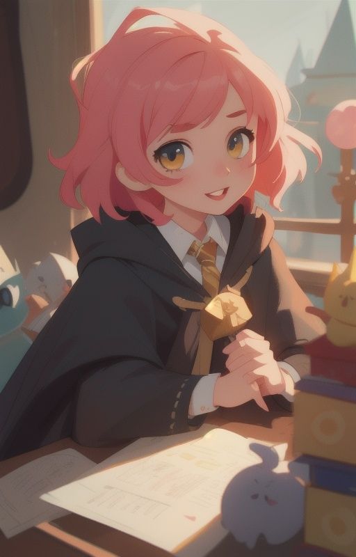 1girl,  short pink hair,  (hufflepuff House Cloak) on Tensor.Art