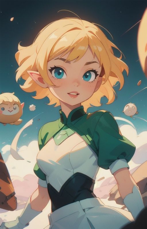 1girl,  short blondie hair:1,  blue eyes on Tensor.Art