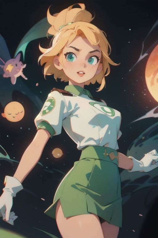 1girl,  short blondie hair:1,  blue eyes on Tensor.Art