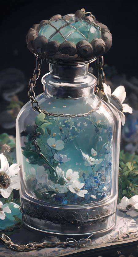 (green vaze),  (broken vaze),  flower on Tensor.Art