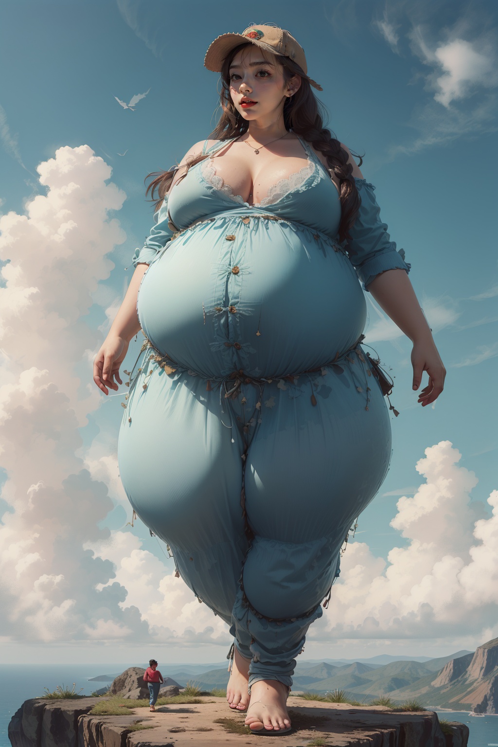 8k wallpaper,best quality,masterpiece,<lora:neowrsk_20230617043345-000008:0.6>,pregnant woman,full body,(fat Giant pregnant woman:1.3),Megaphobia,(fat:2),A man watching from his feet,(Extra large breasts:1.5), 