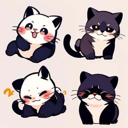 biaoqing,emoji,stickers,emotional,cute cat,simple background,chibi,masterpiece,best quality,highly detailed,<lora:some stickers>,