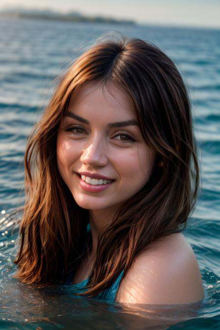 face closeup photo of anamr smiling,  floating in a ,  detailed skin on Tensor.Art