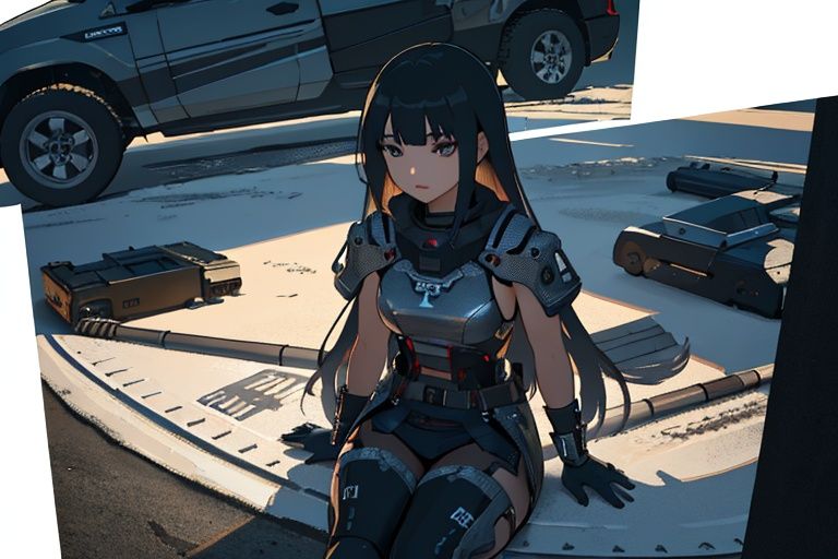 (RAW photo:1.2), (photorealistic:1.4),(masterpiece:1.3),(best quality:1.4),ultra high res,(detailed facial features),HDR,8k resolution, skin tight, (shiny skin),dreamlike,(extreme detailed illustration),check commentary,commentary request,scenery,no text, solo, (1girl:2) <lora:羡慕更好的手定位:0.5><lora:苹果屁股:0.4> <lora:高挑、美丽、自信且具有超模比例的女士:0.4> <lora:20230613154014:0.5>ji bing,Vehicle,arm,weapon,Properly structured