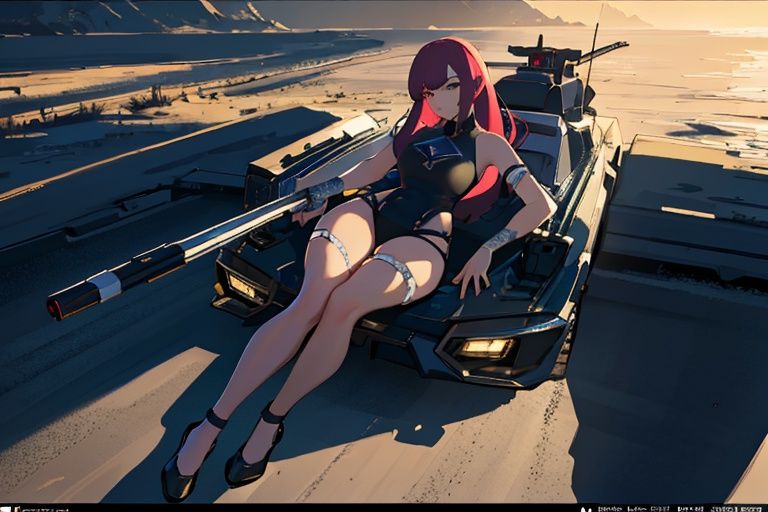 (RAW photo:1.2), (photorealistic:1.4),(masterpiece:1.3),(best quality:1.4),ultra high res,(detailed facial features),HDR,8k resolution, skin tight, (shiny skin),dreamlike,(extreme detailed illustration),check commentary,commentary request,scenery,no text, solo, (1girl:2) <lora:羡慕更好的手定位:0.5><lora:苹果屁股:0.4> <lora:高挑、美丽、自信且具有超模比例的女士:0.4> <lora:20230613154014:0.5>ji bing,Vehicle,arm,weapon,Properly structured