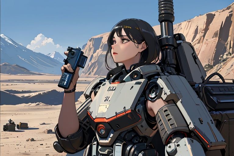 (RAW photo:1.2), (photorealistic:1.4),(masterpiece:1.3),(best quality:1.4),ultra high res,(detailed facial features),HDR,8k resolution, skin tight, (shiny skin),dreamlike,(extreme detailed illustration),check commentary,commentary request,scenery,no text, solo, <lora:羡慕更好的手定位:0.5><lora:苹果屁股:0.4> <lora:高挑、美丽、自信且具有超模比例的女士:0.4> <lora:20230613154014:0.5>ji bing,Vehicle,arm,weapon,Properly structured,War Robots,robot