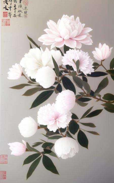 flower, leaf, palm_tree, plant, lily_\(flower\), potted_plant, bamboo, branch, traditional_media, artist_name, tree, white_flower, lotus, orange_flower<lora:song2:1>