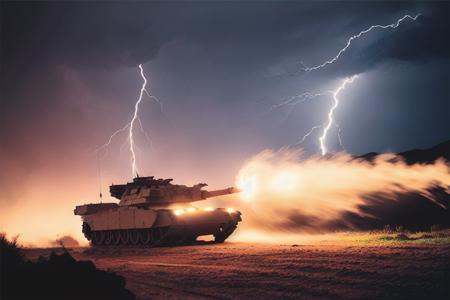 analog gloomy (close up shot) photo of a convoy of (M1 Abrams tanks,  ),  firing cannon on Tensor.Art