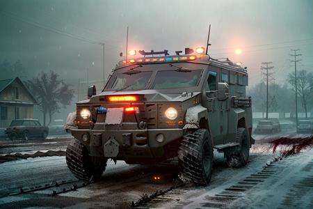 analog gloomy photo of a SWAT lenco bearcat armored car,  ,  ) on Tensor.Art