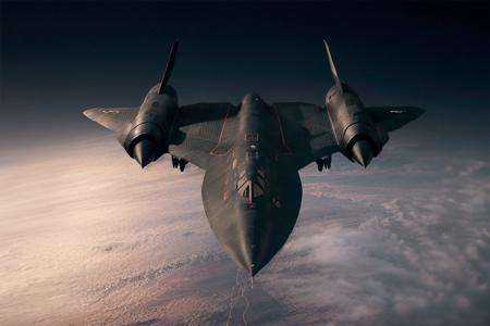 analog gloomy aerial photo of a blackbird stealth plane,  ,  ((nighttime)) on Tensor.Art