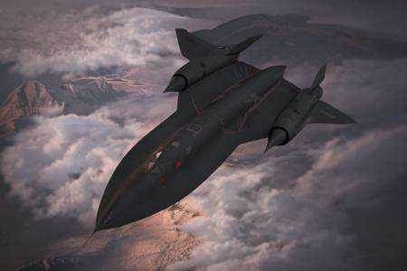 analog gloomy aerial photo of a blackbird stealth plane,  ,  ((nighttime)) on Tensor.Art
