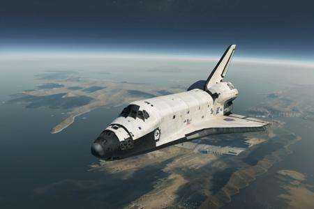 analog gloomy aerial photo of a (NASA Space Shuttle,  ),  ((nighttime)) on Tensor.Art