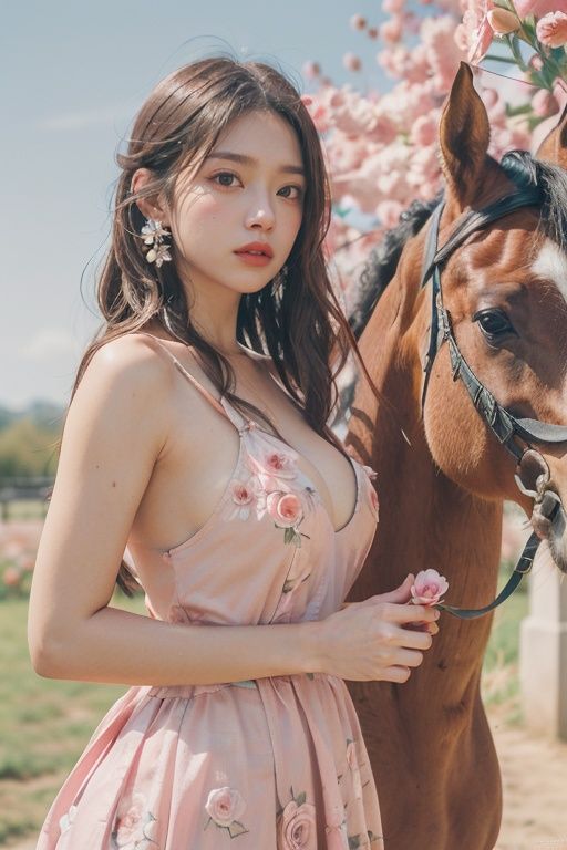 1girl,  flower,  horse on Tensor.Art