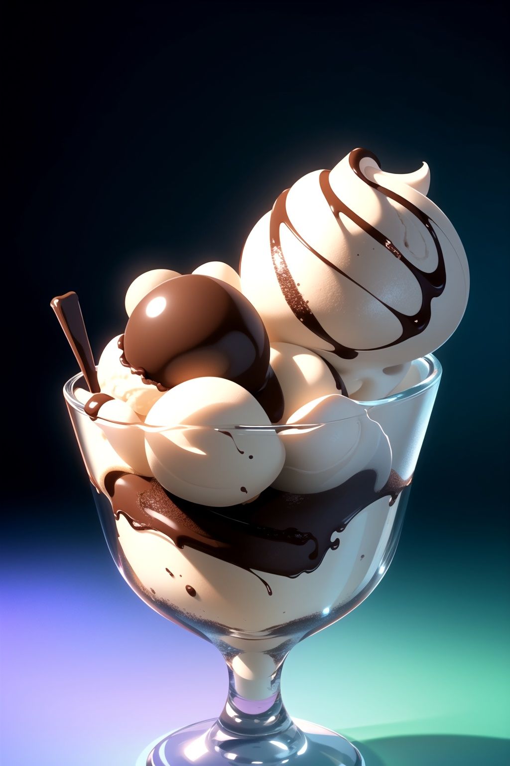 centered,  a chocolate ice cream in a bowl made out of glass,  simple background on Tensor.Art