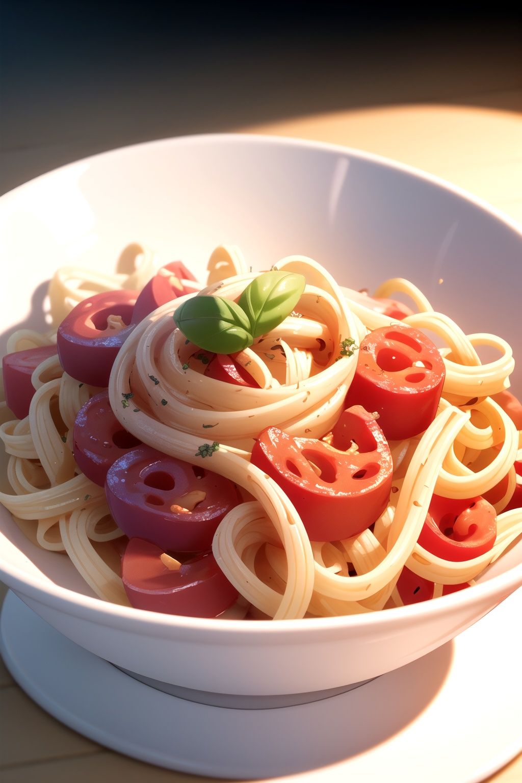 centered,  a dish of pasta carbonara,  simple background on Tensor.Art