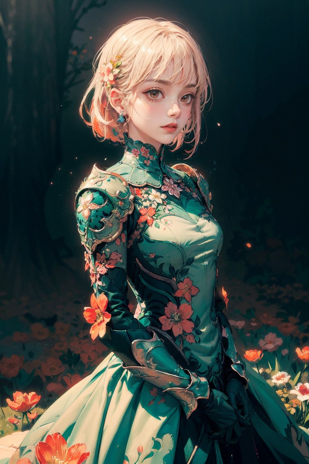woman,  flower dress,  colorful on Tensor.Art