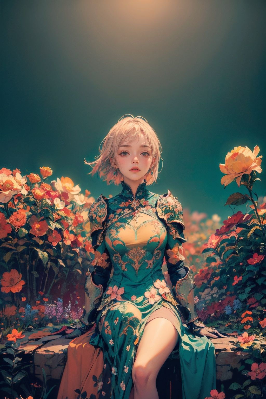 woman,  flower dress,  colorful on Tensor.Art
