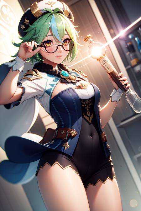 sucrose \(genshin impact\),  semi-rimless eyewear,  adjusting eyewear on Tensor.Art