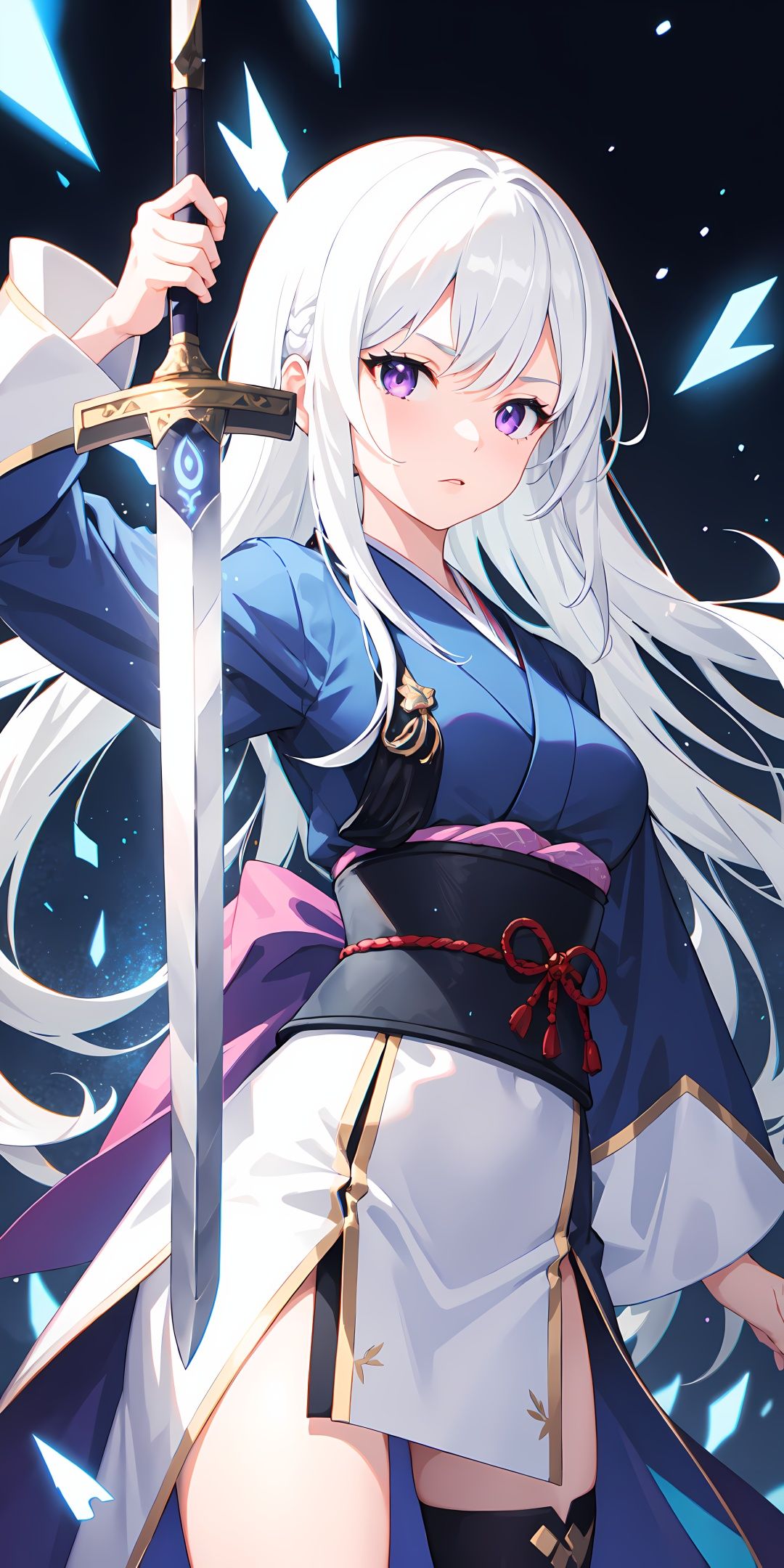 1girl,  japanese armor,  white hair on Tensor.Art