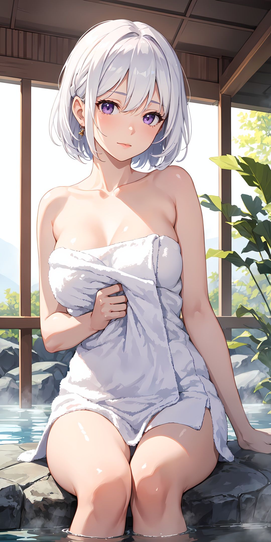 1girl,  white hair,  purple eyes on Tensor.Art