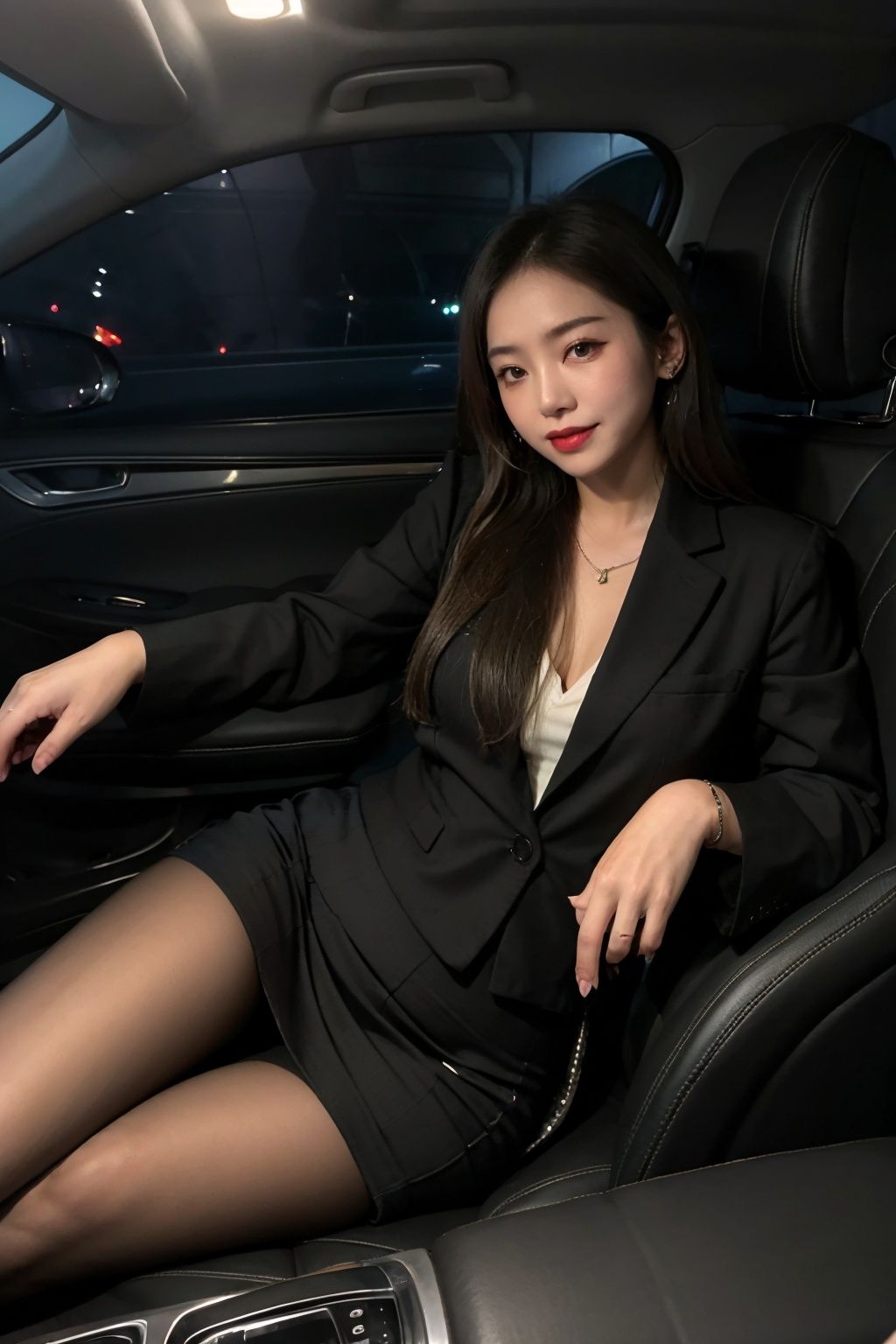 <lora:Codriver05:0.6> ,Codriver,blurry, 1girl, sitting,asian,dark nightgrin,(Classic_black_blazer:1.4),(Pencil_skirt:1.3),(Pointed-toe_pumps:1.2)