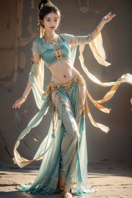 masterpiece,(best quality:1.3),ultra high res,raw photo,detailed skin,beautiful lighting,(realistic, photo-realistic:1.4),1girl,full_body,dunhuang,dunhuang_background,DUNHUANG_CLOTHS,flying