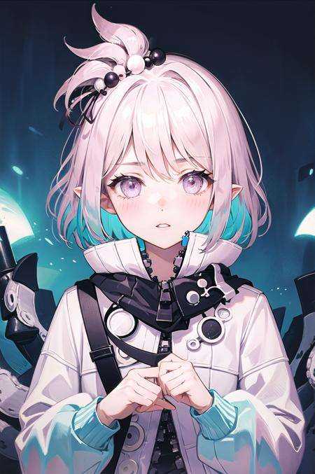origin, 1girl, solo, jacket, tentacles, blush, upper body, looking at viewer, parted lips, long sleeves <lora:kirara-pynoise:1>