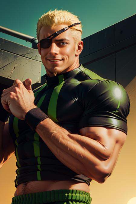 ramonkof,  green pants,  black and green shirt on Tensor.Art
