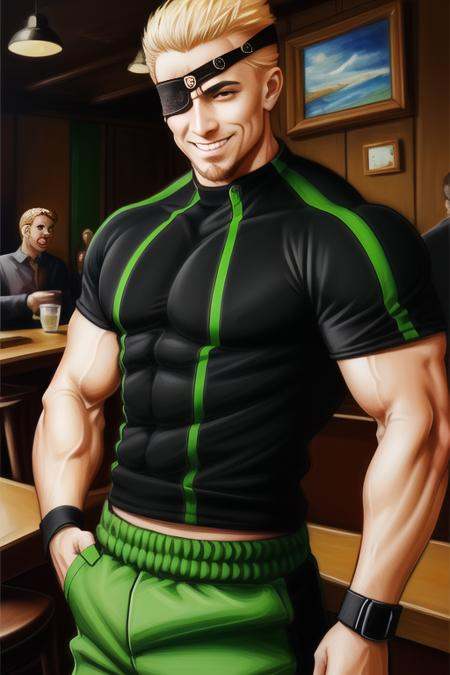 ramonkof,  green pants,  green and black shirt on Tensor.Art